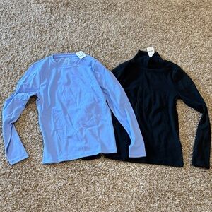 Qty. 2 J. Crew  Long Sleeve Tees - Light Blue and Black turtle neck
